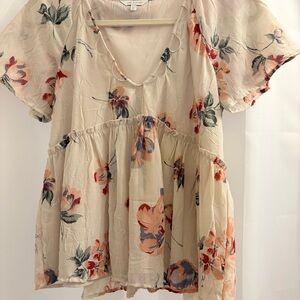 Lucky Brand Cream Floral Blouse